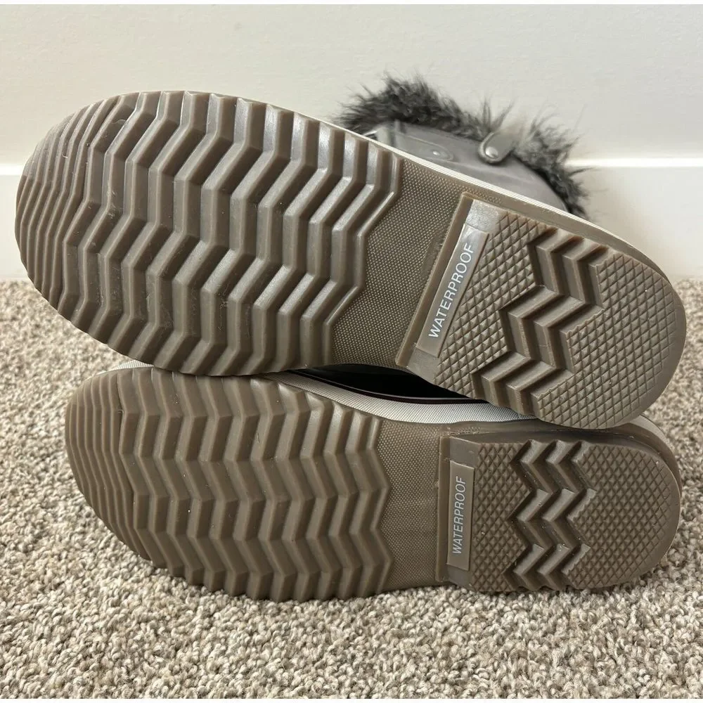 Sorel Gray Faux Fur Lace-Up Winter Boots